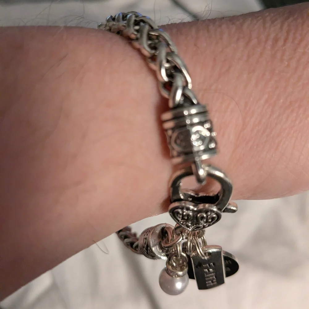 Faith-Inspired Silver Bracelet with Charms